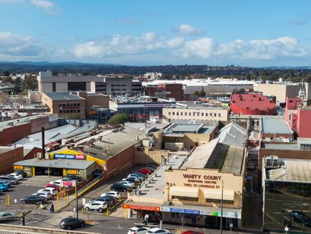 Melbourne, Australia - August 22, 2019: Aerial view of central Dandenong, with Dandenong Plaza shopping centre in the distance.のeditorial素材