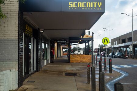 Melbourne, Australia - August 10, 2019: Shops on Station Street in Seaford, a beachside suburb in the City of Frankston in south-eastern Melbourne.のeditorial素材