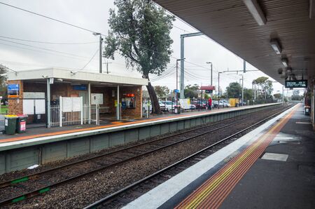 Melbourne, Australia - August 10, 2019: Seaford railway station in suburban Seaford. The station is on the suburban Frankston Metro line.のeditorial素材