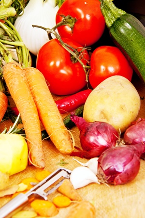 cooking with fresh vegetables の写真素材