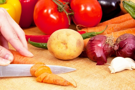 cooking with fresh vegetables の写真素材