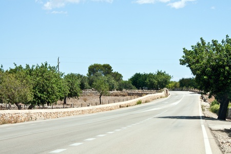 road in balearic landscape on spanish island mallorcaの写真素材