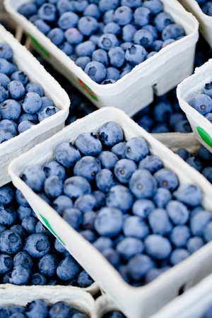 healthy fresh blueberries macro closeup on market outdoor summerの写真素材