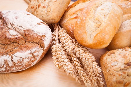 tasty fresh baked bread bun baguette natural food detal background