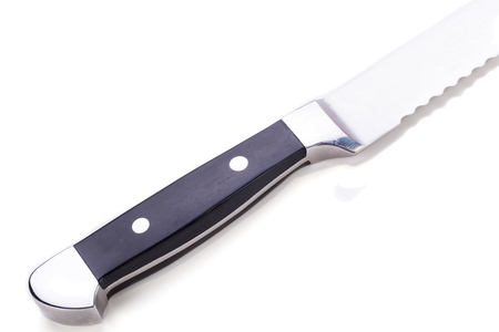 kitchen knife for bread object isolated on white background utensil equipment