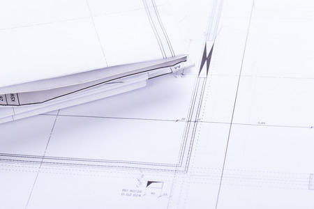 architect blueprints equipment objects workplace paper office