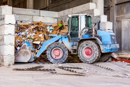 Rows of empty garbage tips stacked ready for use in collecting and disposing of household and...