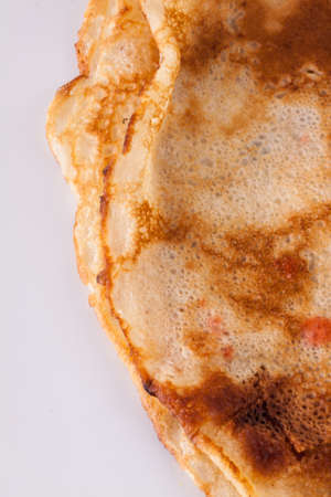 Delicious Pancakes on Plate Served, Isolated on White Wooden Tableの写真素材