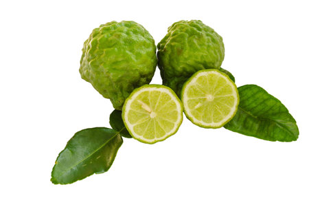 Kaffir Lime isolated on white の写真素材