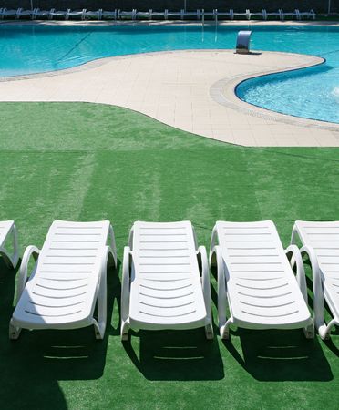 Beautiful blue fresh swimming pool