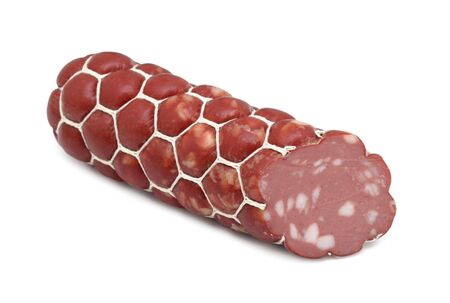 Salami, isolated on a white backgroundの写真素材