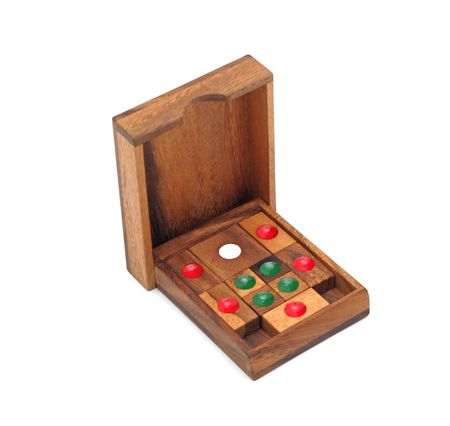 Wooden logical toy, isolated on a white backgroundの写真素材