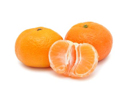Fresh Tangerines, isolated on a white backgroundの写真素材