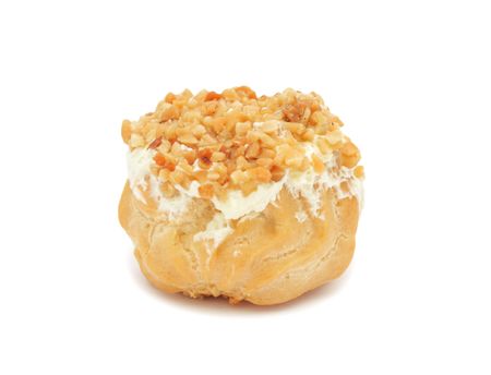 White cream cake, isolated on a white background