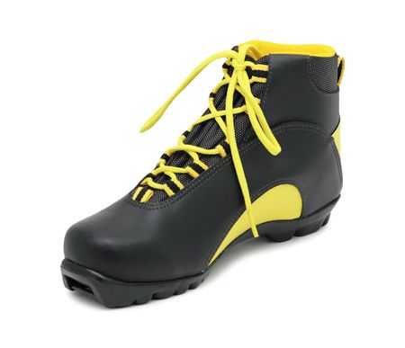 Ski boot, isolated on a white backgroundの写真素材