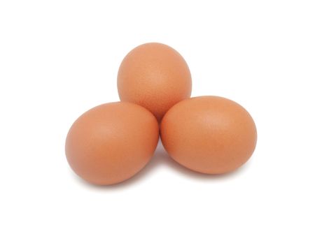 Fried eggs, isolated on a white backgroundの写真素材