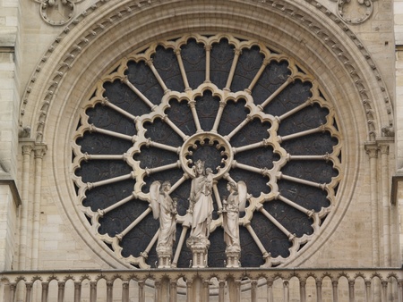 Window in cathedral Notre Dameの写真素材