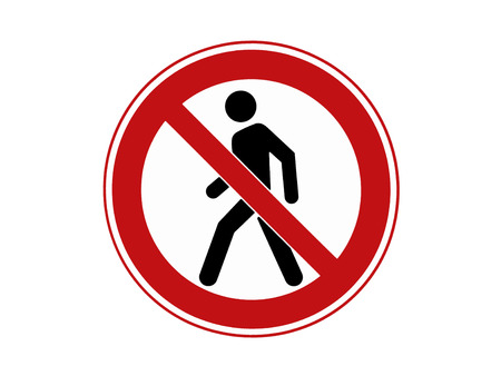 Road forbidden sign on the white color backgroundの写真素材