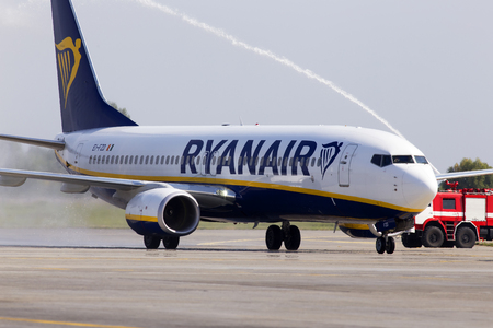 Borispol, Ukraine - September 03, 2018: Ryanair Boeing 737-800 aircraft at the Borispol International Airportのeditorial素材