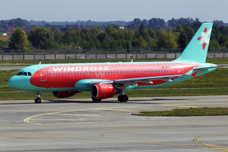Borispol, Ukraine - September 03, 2018: UR-WRM Wind Rose Aviation Airbus A320-200のeditorial素材