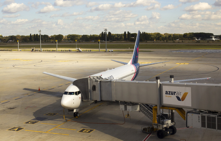 Borispol, Ukraine - October 05, 2018: Aircraft Boeing 737-800 aircraft on the parking areaのeditorial素材