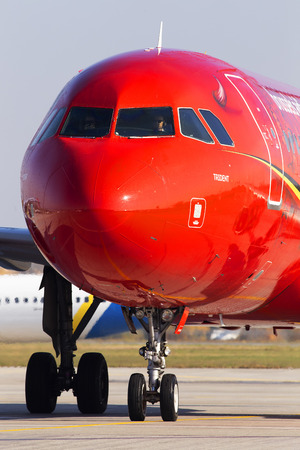 Borispol, Ukraine - October 17, 2018: A part of OO-SNA Brussels Airlines Airbus A320-200 aircraftのeditorial素材