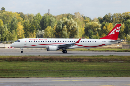 Borispol, Ukraine - October 05, 2018: Departing 4L-MGT Airzena Georgian Airways Embraer ERJ-195 aircraft from the Borispol International Airportのeditorial素材