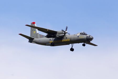 Borispol, Ukraine - June 07, 2019: Antonov AN-30 Ukrainian armed forces aircraft on the blue sky backgroundのeditorial素材