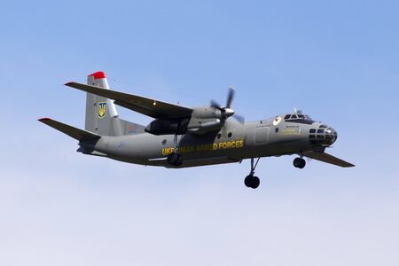 Borispol, Ukraine - June 07, 2019: Antonov AN-30 Ukrainian armed forces aircraft on the blue sky backgroundのeditorial素材