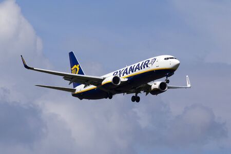 Borispol, Ukraine - June 07, 2019: EI-GDM Ryanair Boeing 737-8AS(WL) aircraft on the cloudy sky backgroundのeditorial素材