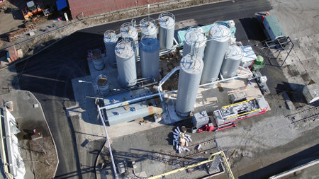Aerial shot of modern cement plantの写真素材