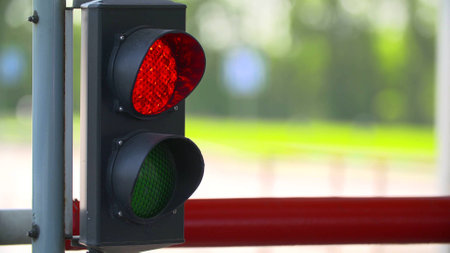 Road car gate barrier, traffic light, safety entrance pass