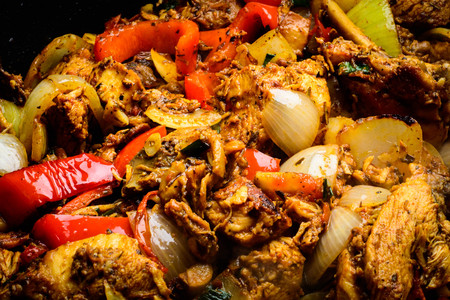 Well cocked chicken with vegetablesの写真素材