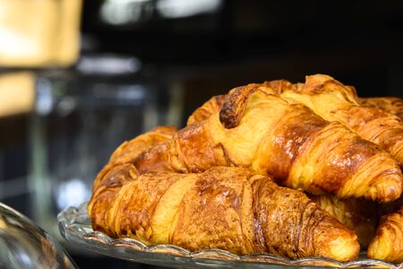 French crispy croissants closeupの写真素材