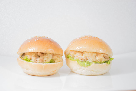 tuna burger for lunchの写真素材