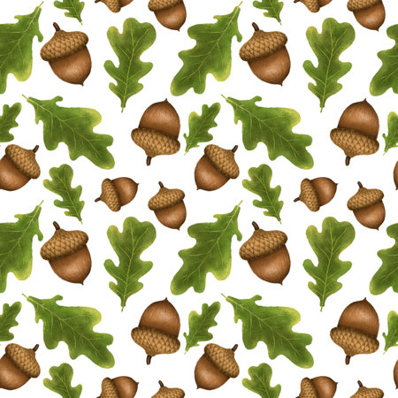 Seamless pattern with autumn leaves and mushrooms, perfect for seasonal textiles, wallpaper, wrapping paper, greeting cards, and home decor. Ideal for adding a cozy autumn touch to any creativeの写真素材