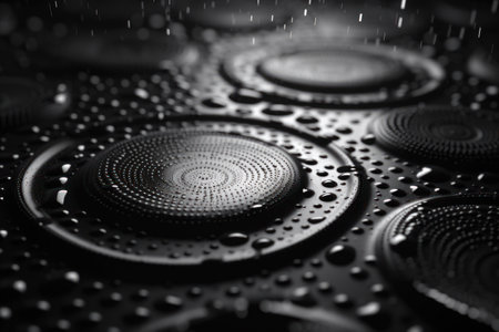 Simple and elegant black and white dot pattern background with 3D effectの素材