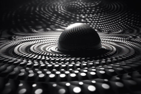 Simple and elegant black and white dot pattern background with 3D effectの素材