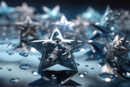 Abstract triangular star background in shades of blue and silverの素材