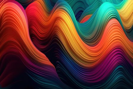 With its eye-catching pattern of wavy rainbow stripes, this background is perfect for adding a touch of vibrancy and color to your workの素材