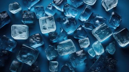 A soothing graphic of crystal clear ice cubes arranged in a cool compositionの素材