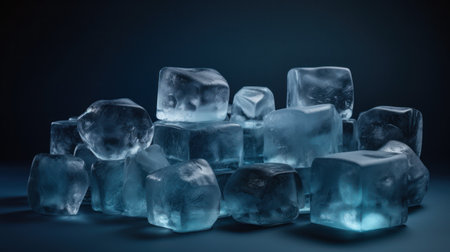 A soothing graphic of crystal clear ice cubes arranged in a cool compositionの素材