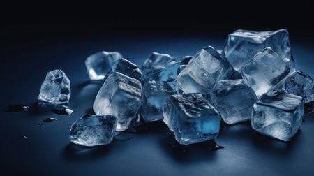 A soothing graphic of crystal clear ice cubes arranged in a cool compositionの素材