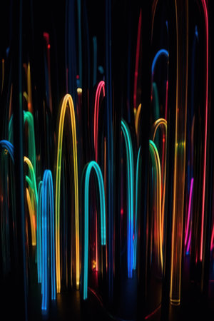 A dynamic and abstract design featuring a glowing glowstick in vibrant colorsの素材