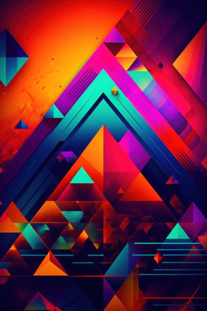 Abstract composition featuring colorful geometric shapes, dynamic and colorfulの素材
