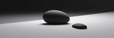 An abstract black and white illustration that exudes calmness and simplicityの素材