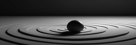 An abstract black and white illustration that exudes calmness and simplicityの素材