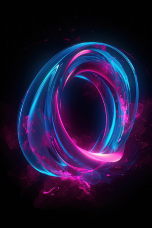 A stunning digital art design with neon lights and dynamic spiral patternsの素材