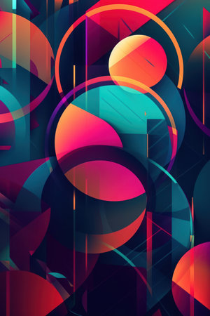 Abstract composition featuring colorful geometric shapes, dynamic and colorfulの素材