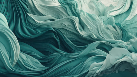 Dive into the tranquil shades of turquoise and green with this abstract background inspired by sea waves and palm leavesの素材